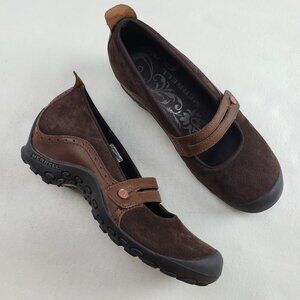 Merrell Plaza Bandeau Mary Jane Shoe Womens 7 Brown Leather Slip On Casual